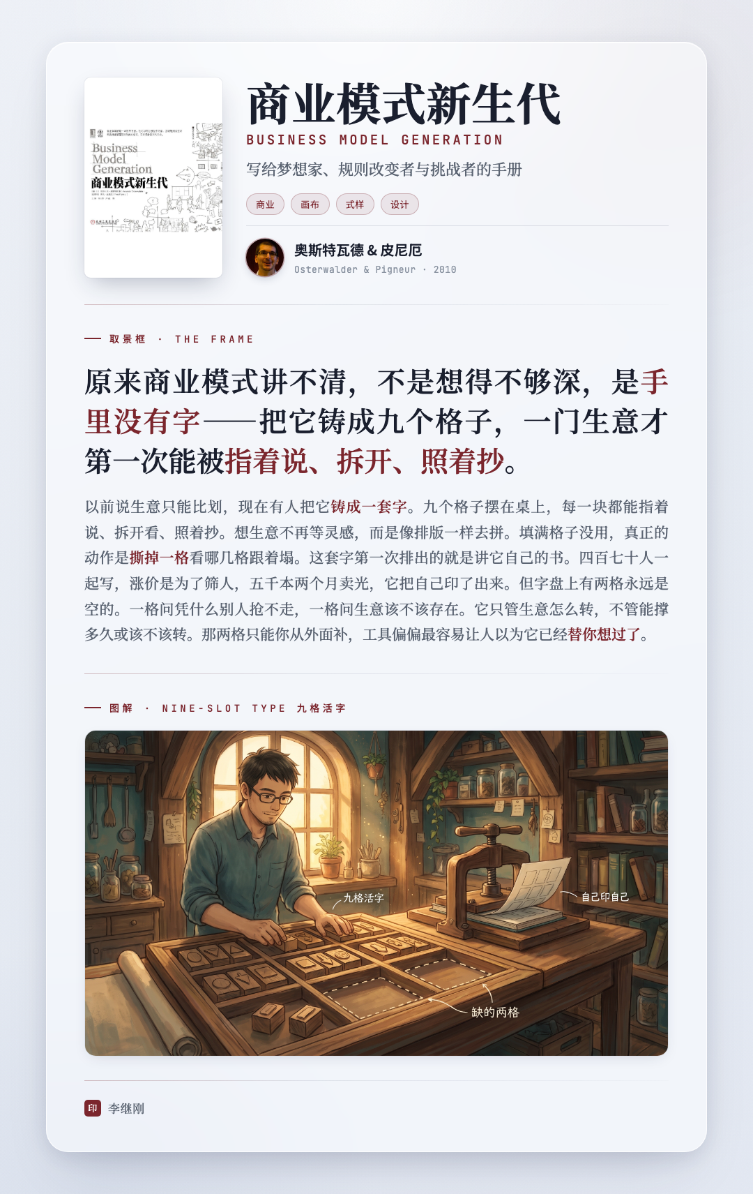 商业模式新生代 取景框卡