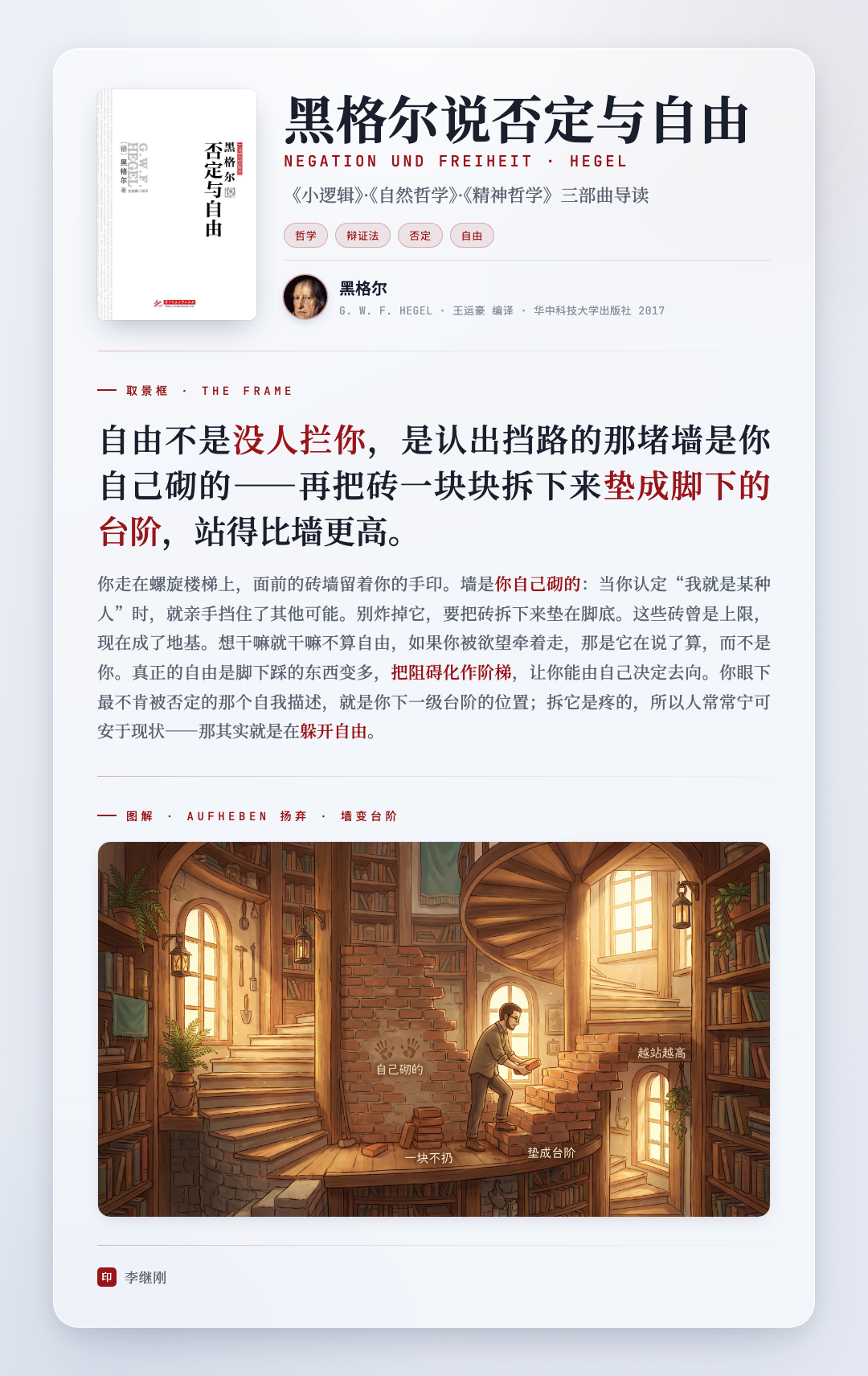 黑格尔说否定与自由 取景框卡