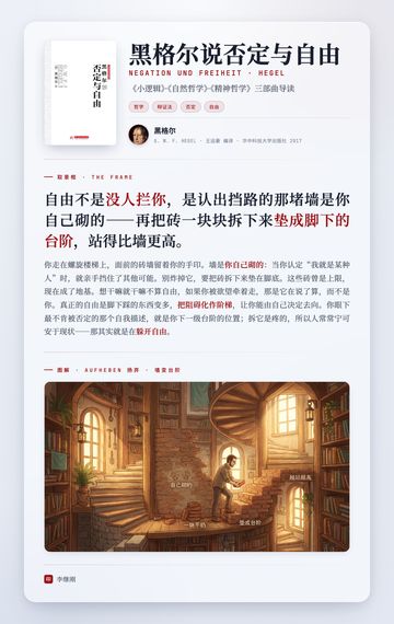 黑格尔说否定与自由 取景框卡